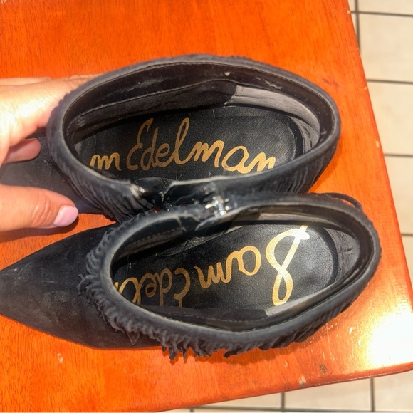 Sam Edelman Fringe Black Ankle Booties Suede Sz 7 - Picture 4 of 4